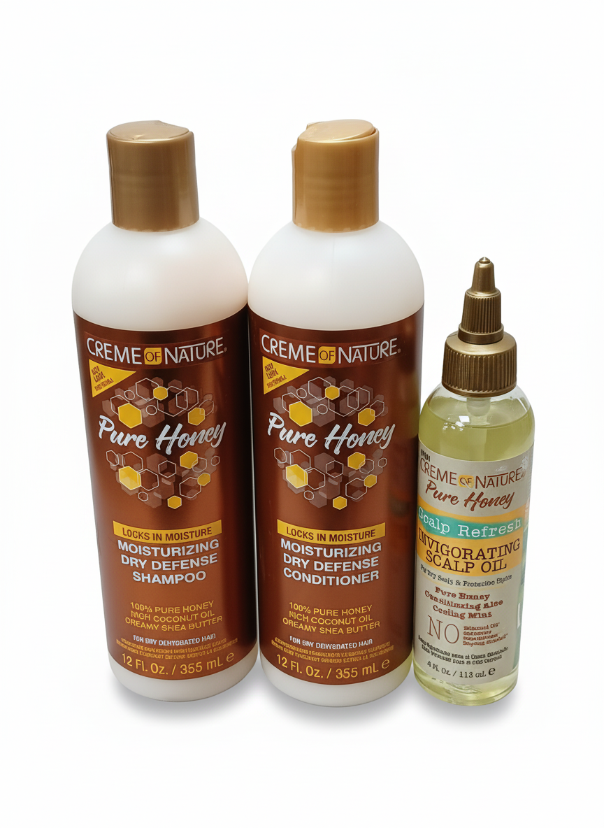 Creme of Nature Sweet Honey Hair Combo Kit - Deep Hydration & Frizz Control for Dry, Natural Hair