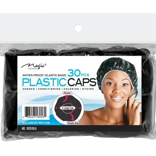 Magic Collection Water-Proof Plastic Caps - Essential Hair Protection for Treatments & Styling (30 pcs)