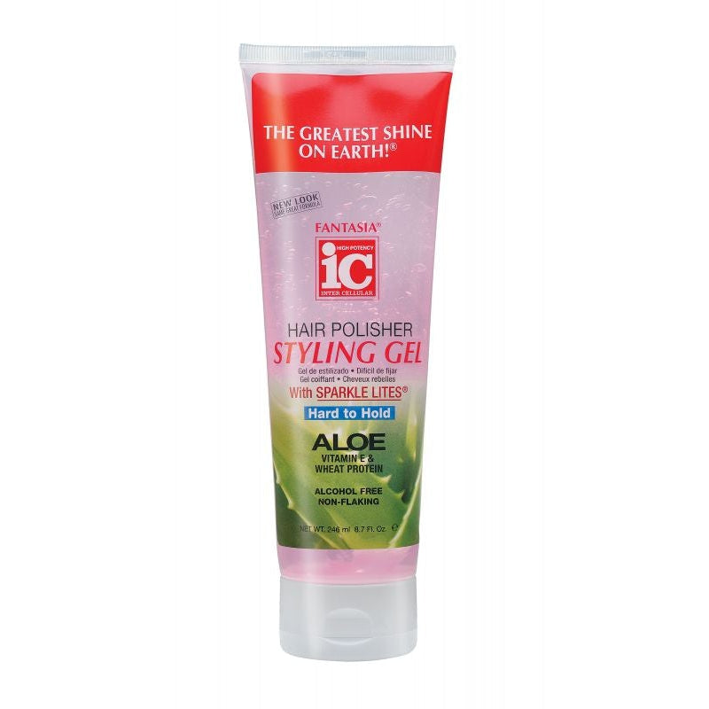 Fantasia IC Hair Polisher Aloe Styling Gel: Hard Hold for Sleek, Frizz-Free Styles 246ml