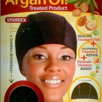 Magic Collection Organic Argan Oil Spandex Dome Cap NO.3016BLA for Hair Protection & Wig Making - Standard Size