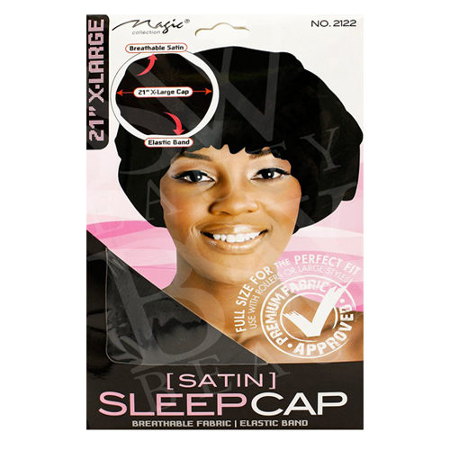 Magic Collection Satin Sleep Cap No.2122 for Hair Protection & Frizz Reduction (XL)