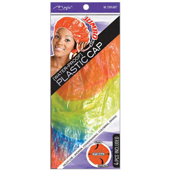 Magic Collection Water-Proof Jumbo Plastic Cap - Essential Hair Treatment & Shower Protection for All Hair Types - 4 pcs