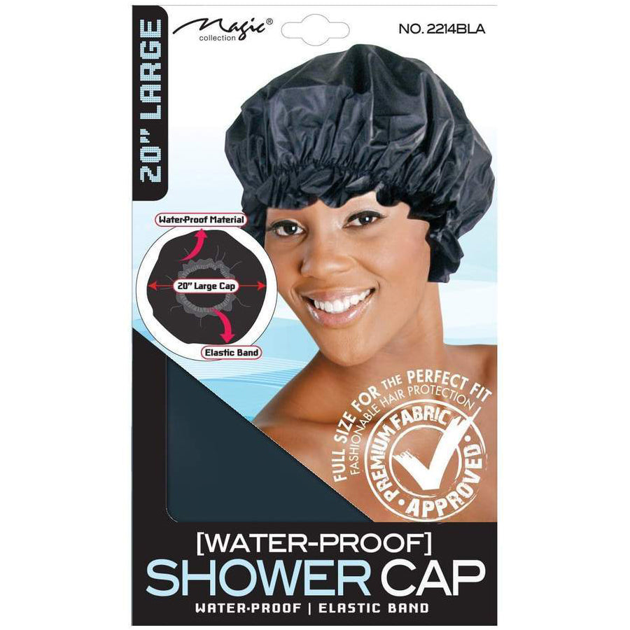 Magic Collection Shower Cap Waterproof Hair Protection for All Hair Types 20'' Large (2214BLA)