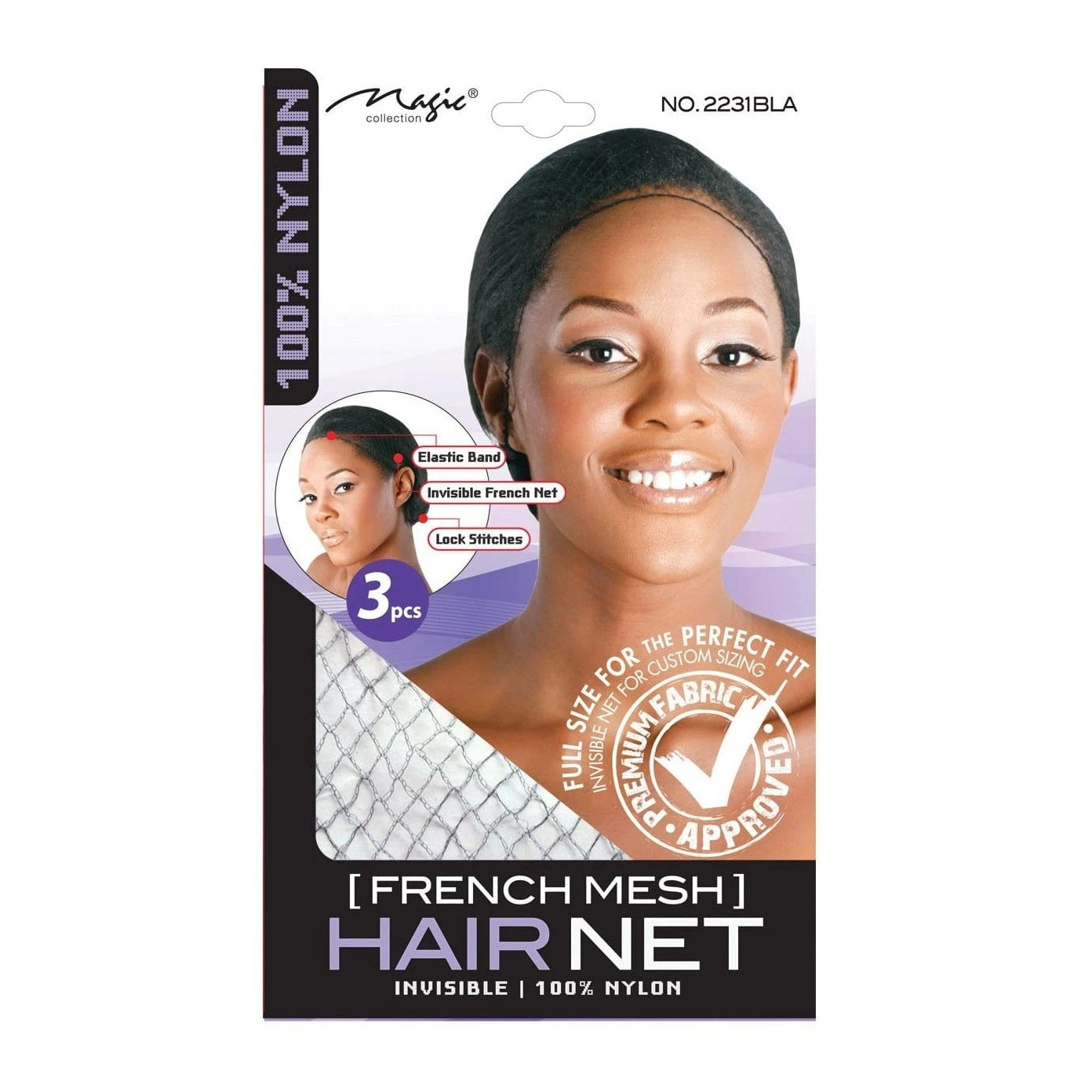 Magic Collection French Mesh Hair Net No.2231BLA - Secure & Invisible Hold for All Hair Types