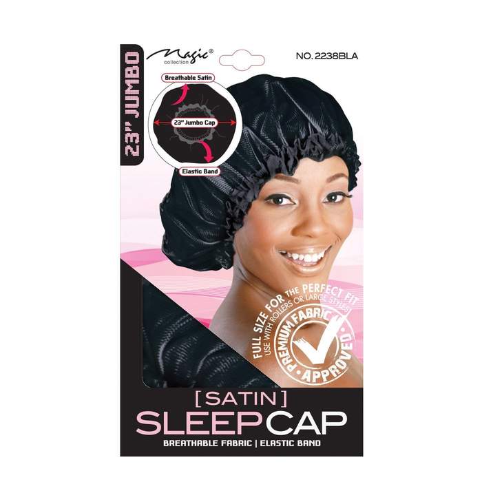 Magic Collection Satin Sleep Cap No.2238BLA Frizz Prevention & Hair Protection for All Hair Types