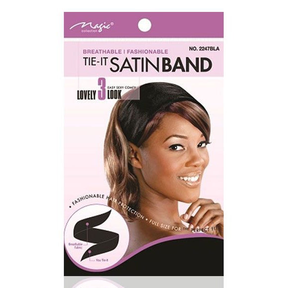 Magic Collection Satin Band No.2247BLA for Gentle Hair Protection & Frizz Control