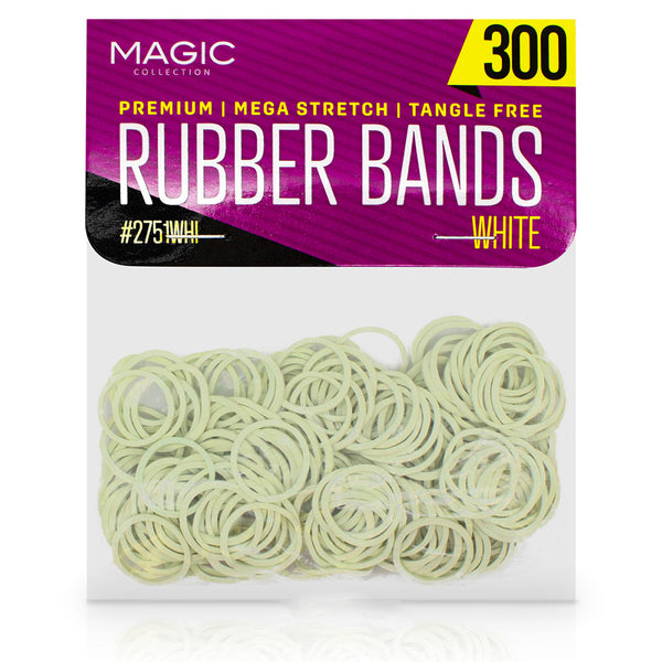 Magic Collection White Rubber Bands Secure & Damage-Free Hold for All Hair Types 300 Pcs