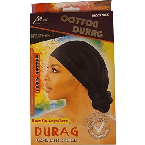 Murry Collection Cotton Durag M2259BLK Premium Wave Formation & Hair Protection