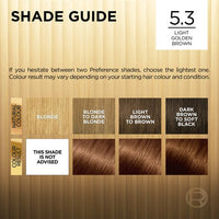 L'Oréal Préférence 5.3 Light Golden Brown Luminous, Fade-Defying Permanent Hair Colour for At-Home Use