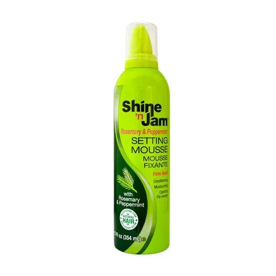 Ampro Shine N Jam Rosemary & Peppermint Firm Hold Setting Mousse for Natural Hair & Styling 8.5 fl oz