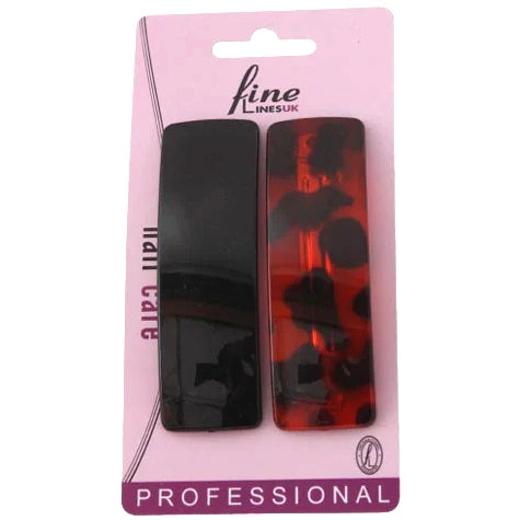 Fine Lines UK Hair Barrette - Secure & Stylish Black & Brown Pattern Clip for Women (Medium)