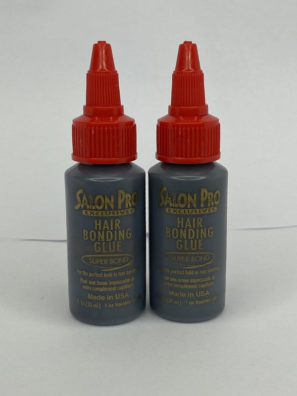 Salon Pro Hair Bonding Wig Glue Super Bond Strong Hold for Weft, Eyelash & Quick Weave Applications - Pack of Two 30 ml Bottles