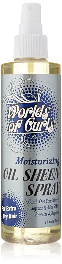 Worlds of Curls Oil Sheen Spray, Intensive Moisture & Shine for Extra Dry Curly & Coily Hair, 12 fl oz