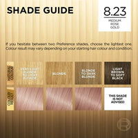 L'Oréal Préférence 8.23 Medium Rose Gold Permanent Hair Dye | Intense, Fade-Defying Colour & Luminous Shine