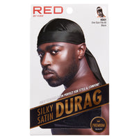 Red by Kiss Silky Satin Durag Black HD01 | Wave Defining & Hair Protecting for All Hair Types
