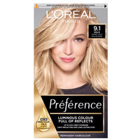 L'Oréal Préférence 9.1 Viking Light Ash Blonde Permanent Fade-Defying Hair Colour Kit