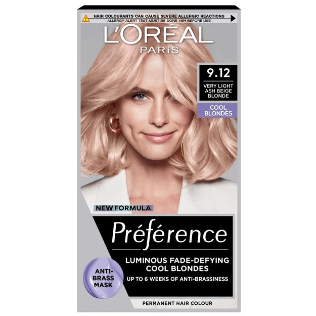 L'Oréal Préférence 9.12 Very Light Ash Beige Blonde | Fade-Defying Luminous Shine Permanent Hair Colour