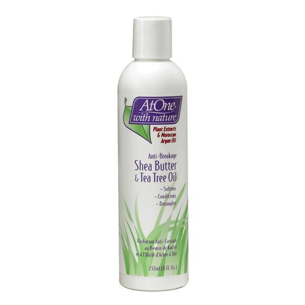 AtOne With Nature Anti-Breakage Shea Butter & Tea Tree Oil Moisturizer 8 oz / 237 ml - For Breakage Repair & Healthy Hair Growth