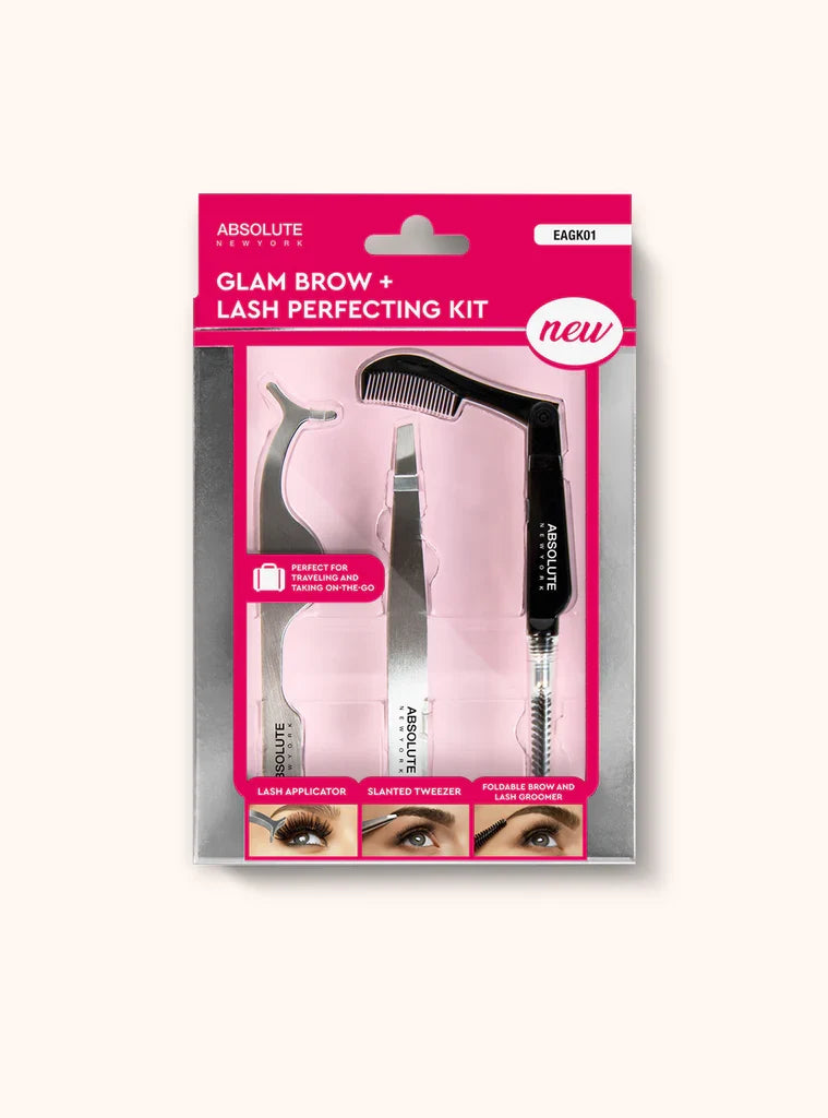 Absolute New York Glam Brow + Lash Perfecting Kit for Defined, Fuller Brows & Lashes