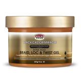 African Pride Black Castor Miracle Braid, Loc & Twist Gel 8oz