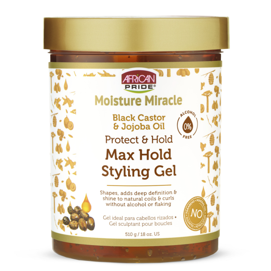 African Pride Moisture Miracle Black Castor & Jojoba Max Hold Styling Gel 18oz