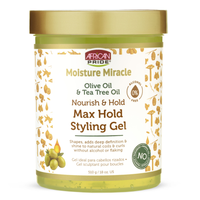 African Pride Moisture Miracle Olive Oil & Tea Tree Oil Max Hold Styling Gel 18oz