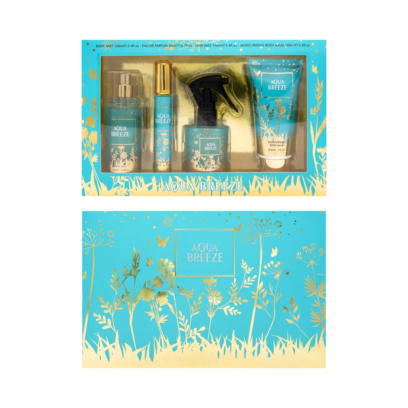 Aqua Breeze 4pc Hair Fragrance Gift Set | Long-lasting Scent & Shine for Lustrous Hair | Premium Collection