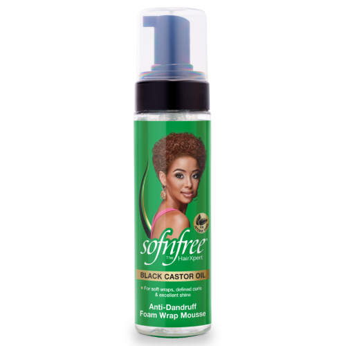 Sofn'free Black Castor Oil Anti-Dandruff Foam Wrap Mousse for Healthy Scalp & Styles 200 ml/6.76 oz