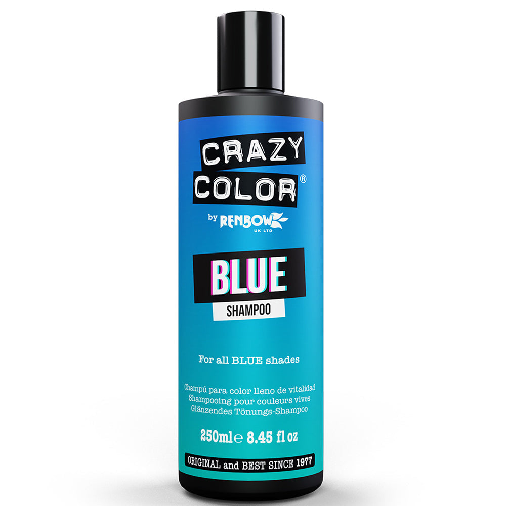 Crazy Color Blue Shampoo Anti-Yellow Toning & Cool Blonde Maintenance for Blondes, Bleached & Silver Hair 250ml/8.45oz