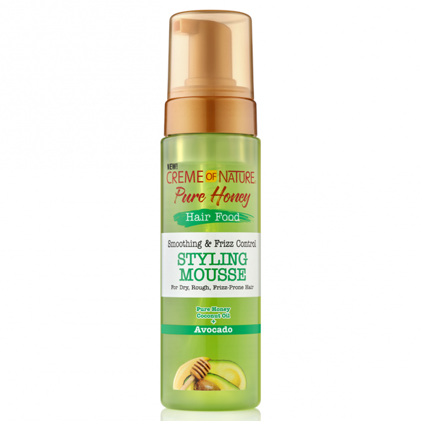 Creme of Nature Pure Honey Hair Food Styling Mousse 7 oz / 207 ml - For Smooth, Frizz-Free Styles