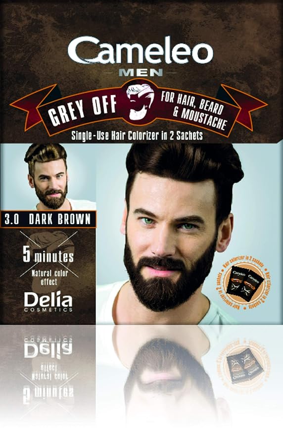 Cameleo Men Hair Colour Cream 3.0 Dark Brown Natural Grey Coverage for Men 30ml/1.01 oz