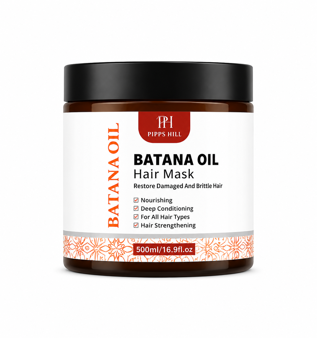 Pipps Hill Batana Oil Hair Mask for Hair Growth, Repair & Deep Hydration for All Hair Types 500ml/16.91 oz
