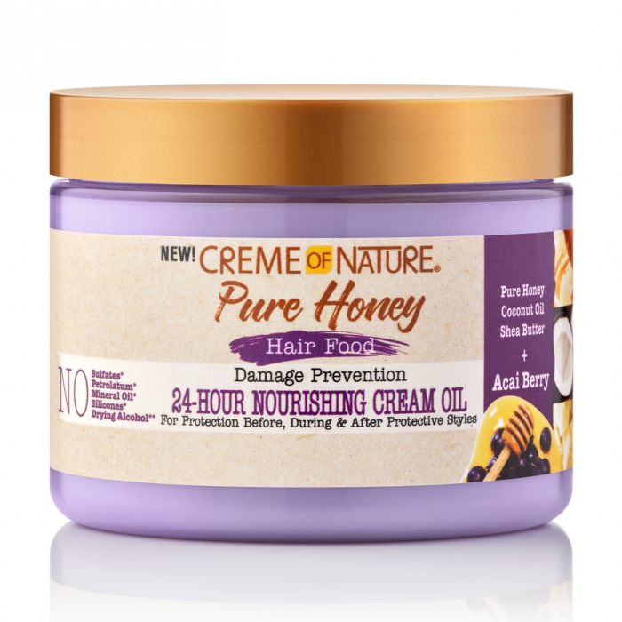 Creme of Nature Pure Honey Hair Food 24-Hour Nourishing Cream Oil 4.5 oz / 139 ml - For Protective Styles & Healthy Scalp