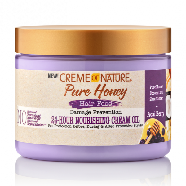 Creme of Nature Pure Honey Hair Food 24-Hour Nourishing Cream Oil 4.5 oz / 139 ml - For Protective Styles & Healthy Scalp