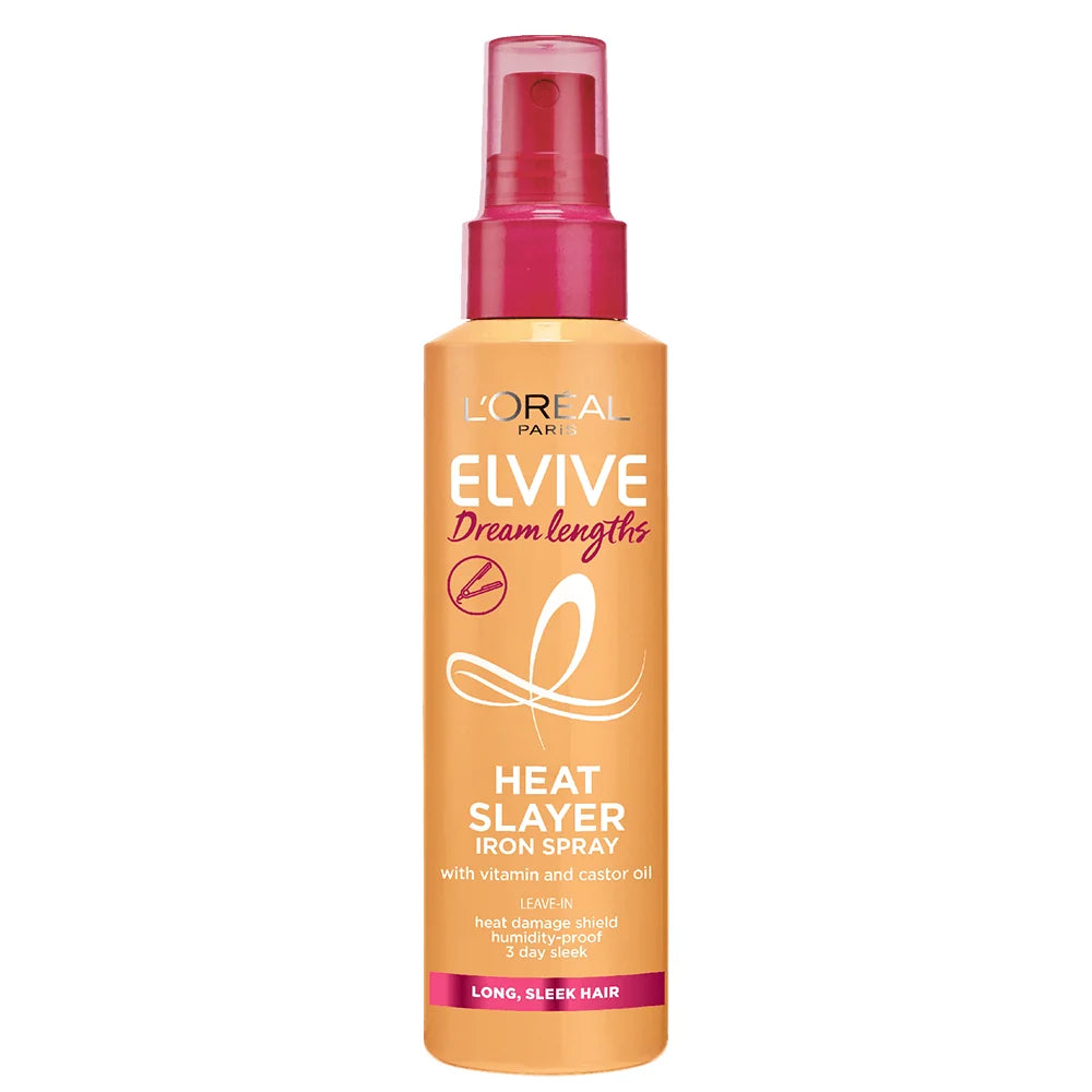 L'Oréal Elvive Dream Lengths Heat Slayer Iron Spray for Heat Protection & Frizz Control on Long, Damaged Hair