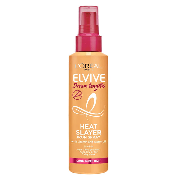 L'Oréal Elvive Dream Lengths Heat Slayer Iron Spray for Heat Protection & Frizz Control on Long, Damaged Hair