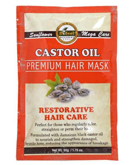 Difeel Castor Oil Premium Hair Mask Nourishes & Strengthens for Damaged & Dry Hair 50g/1.76 oz