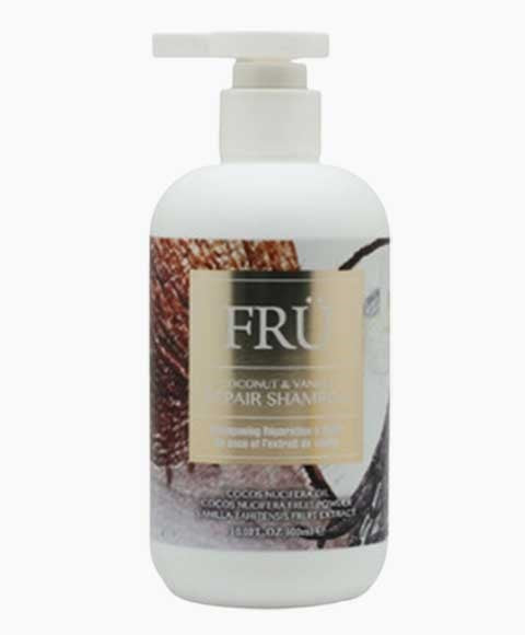 FRU Coconut & Vanilla Repair Shampoo - Restore Damaged Hair for Dry & Brittle Locks 300ml/10.14 oz