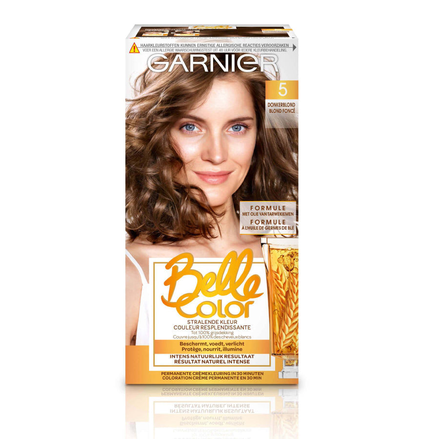 Garnier Belle Color 5 Permanent Hair Colour Kit for Natural-Looking Radiant Shine & 100% Grey Coverage