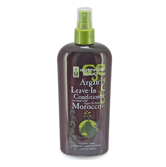 Hollywood Beauty Moroccan Argan Oil Leave-in Conditioner for Deep Hydration & Frizz Control for All Hair Types 355ml/12 oz