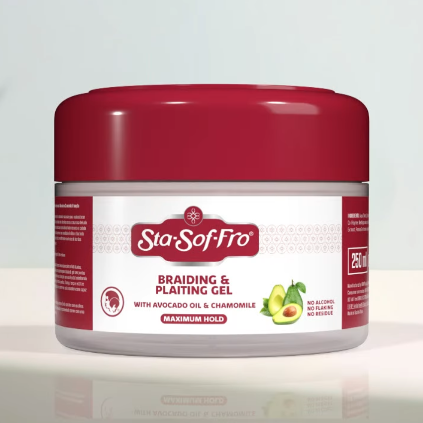 Sta Sof Fro Avocado Oil & Chamomile Braiding & Plaiting Gel - Smooth, Frizz-Free Hold & Shine for Braids & Plaits 250ml / 8.45oz