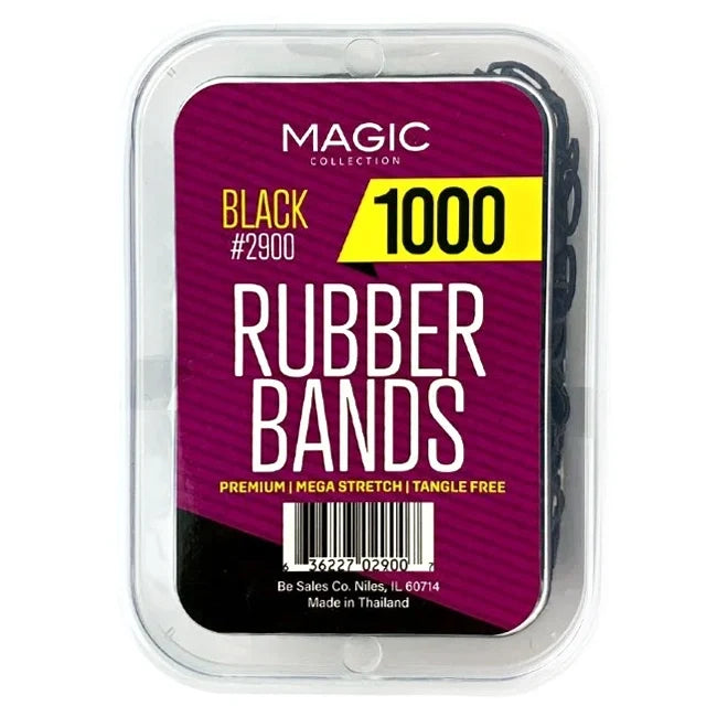 Magic Collection Black Rubber Bands Secure Hair Styling for All Hair Types 1000 pcs
