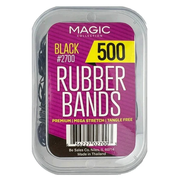 Magic Collection Black Rubber Bands Secure Hold for Hair Styling & Braids 500 pcs