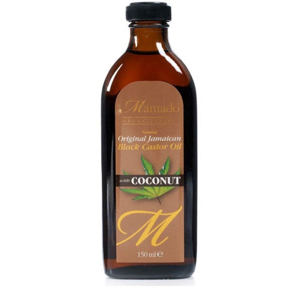 Mamado Natural Original Jamaican Black Castor Oil With Coconut - Strengthens & Nourishes Hair & Skin - 150ml/5.07 oz