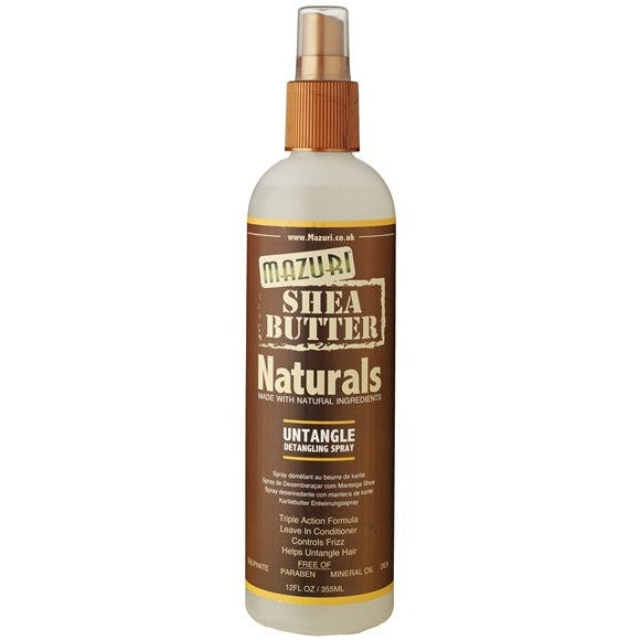 Mazuri Shea Butter Naturals Untangle Detangling Spray: Effortless Detangling & Deep Moisture for Curly, Coily & Textured Hair 355ml/12 oz