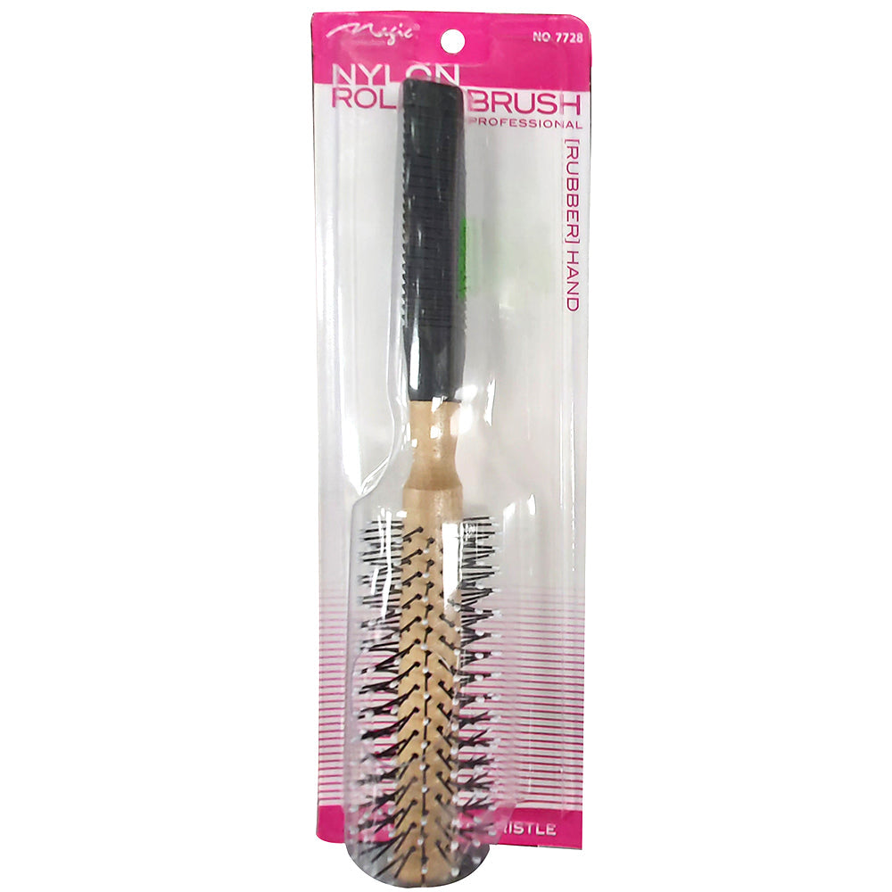 Magic Collection Nylon Roller Brush - Rubber Hand (No.7728) for Effortless Styling & Volume
