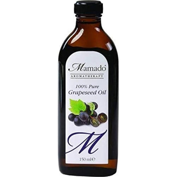 Mamado 100% Pure Grapeseed Oil: Lightweight Hydration & Antioxidant Rich Nourishment for All Skin Types 150ml/5.07 oz