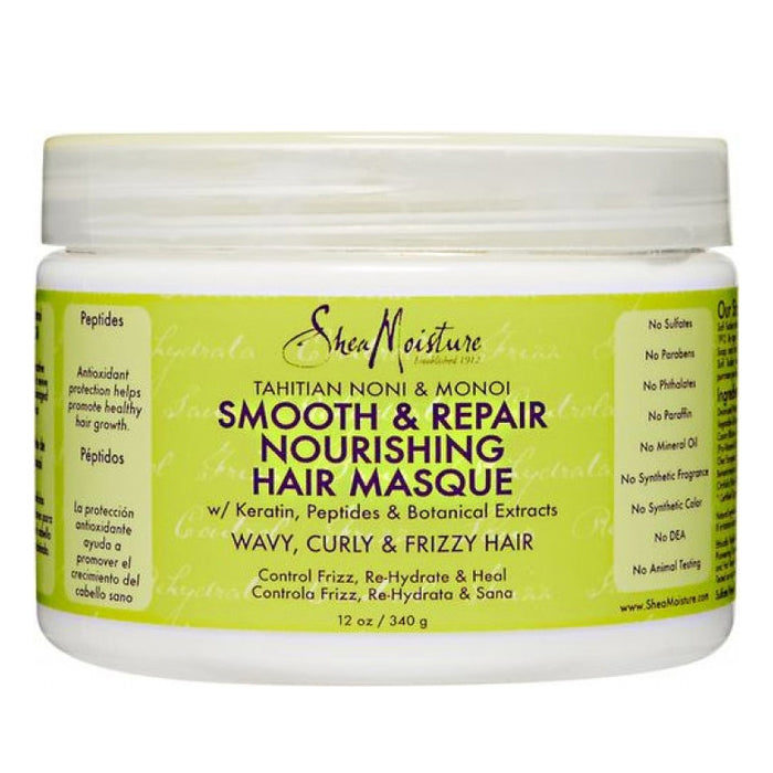 Shea Moisture Tahitian Noni & Monoi Smooth & Repair Nourishing Hair Masque 12 oz / 355 ml - For Dry, Frizzy & Damaged Hair