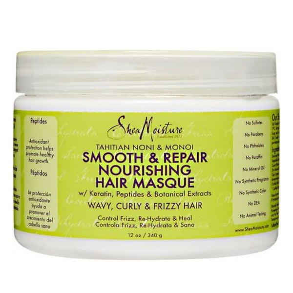 Shea Moisture Tahitian Noni & Monoi Smooth & Repair Nourishing Hair Masque 12 oz / 355 ml - For Dry, Frizzy & Damaged Hair