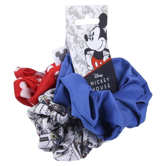 Fine Lines UK Disney's Mickey Mouse Hair Scrunchies - Gentle Hold & Stylish Accessory for Kids & Adults - Pack of 3